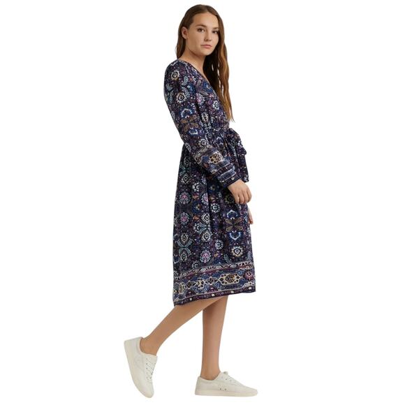 Lucky Brand Florence Border Print Dress Navy Blue Size XS NWT - Picture 12 of 12